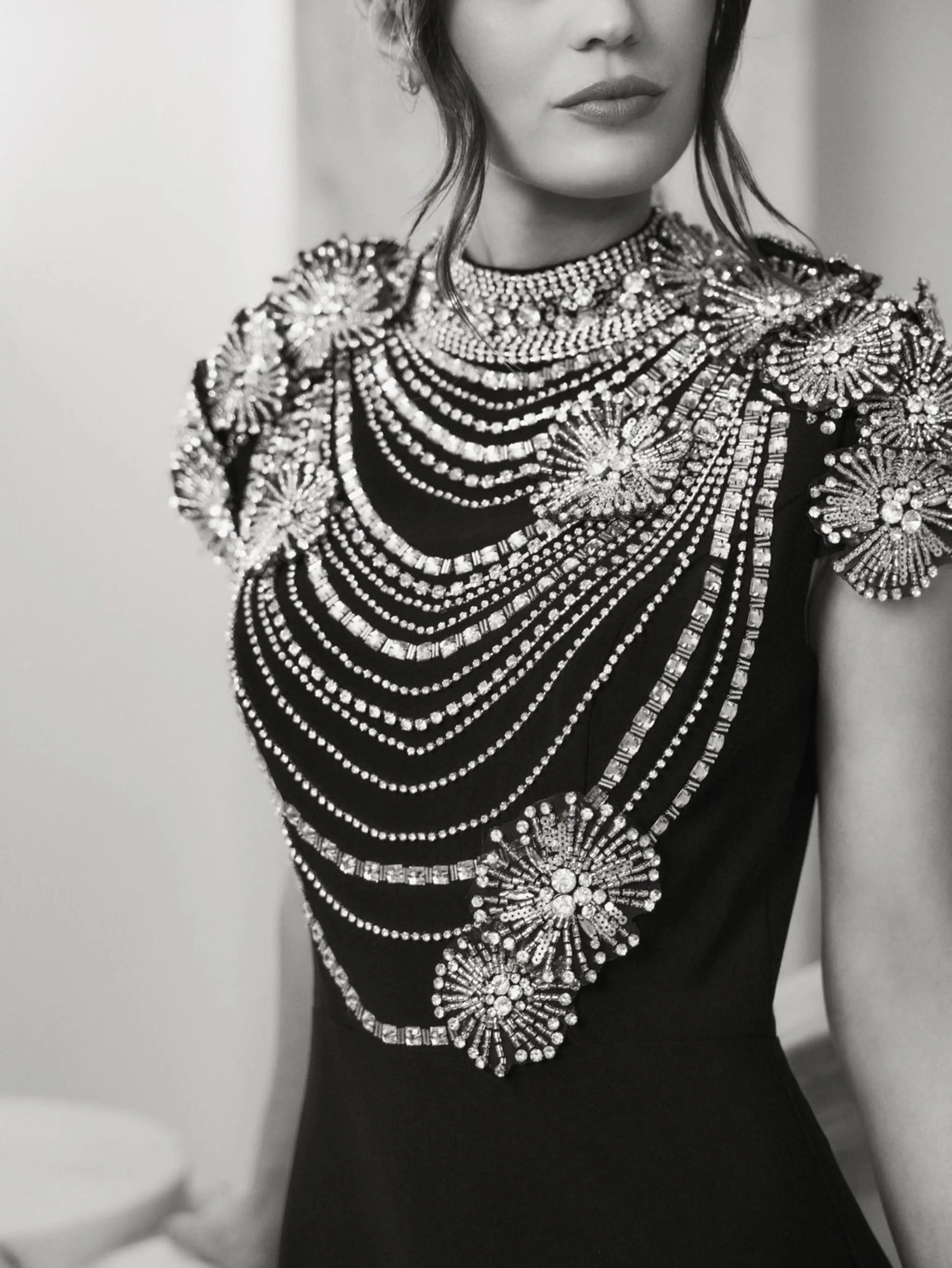 Black High Neck Embellished Column Gown - Mac Duggal