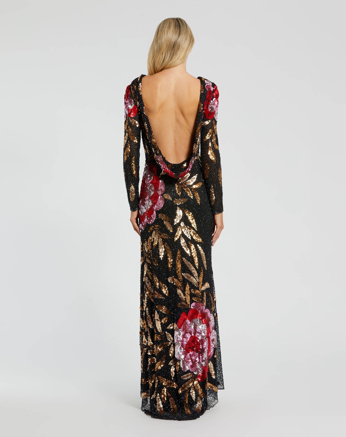 Embellished Floral Long Sleeve Gown - Mac Duggal