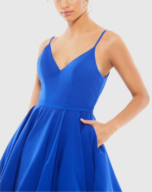 Blue Low Back A-Line Party Dress