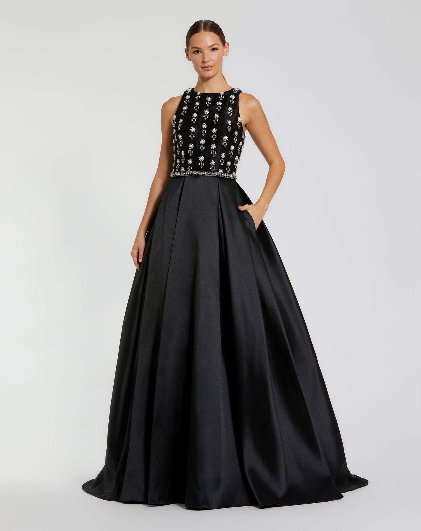 High Neck Sleeveless Beaded Ball Gown