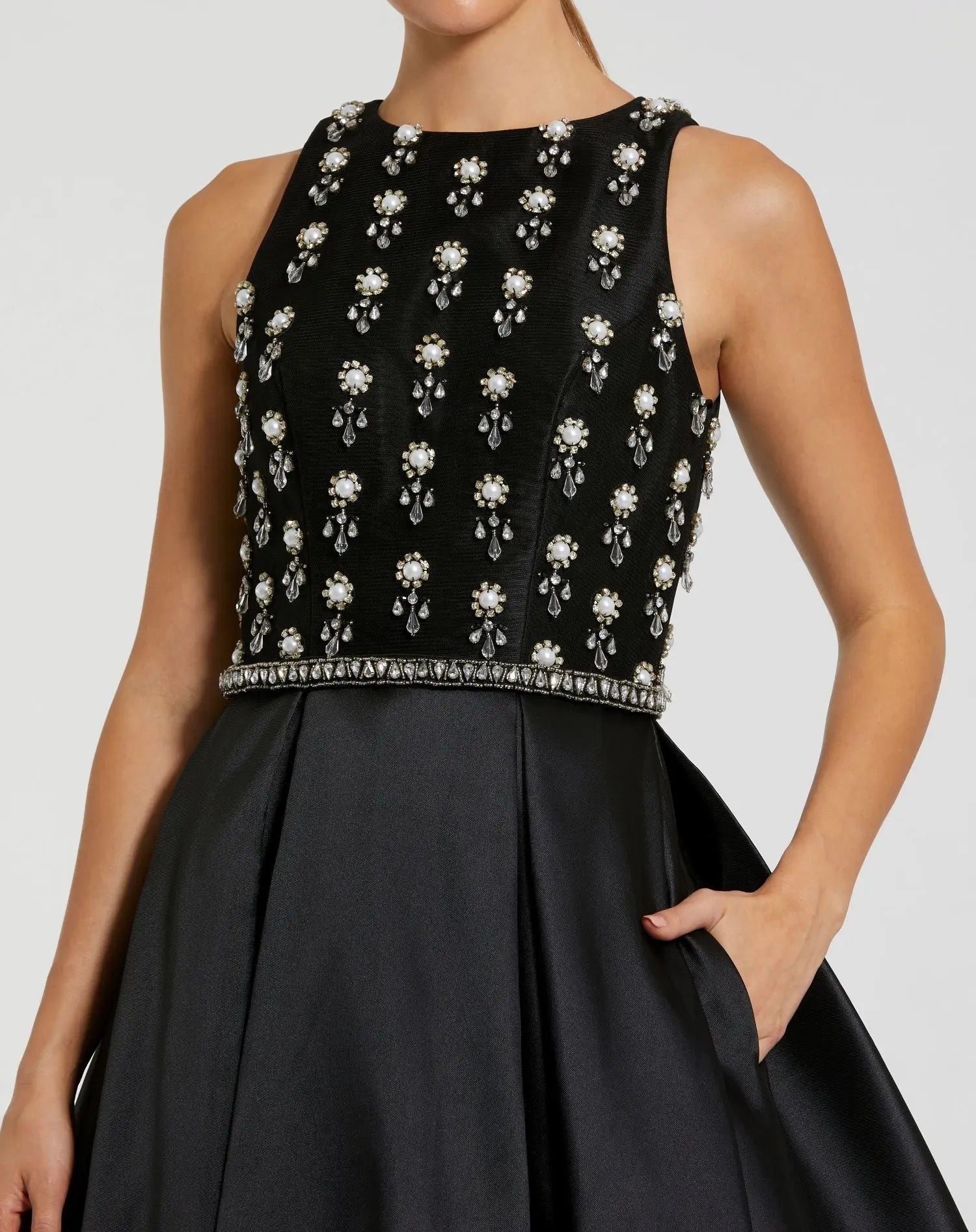 High Neck Sleeveless Beaded Ball Gown - Mac Duggal