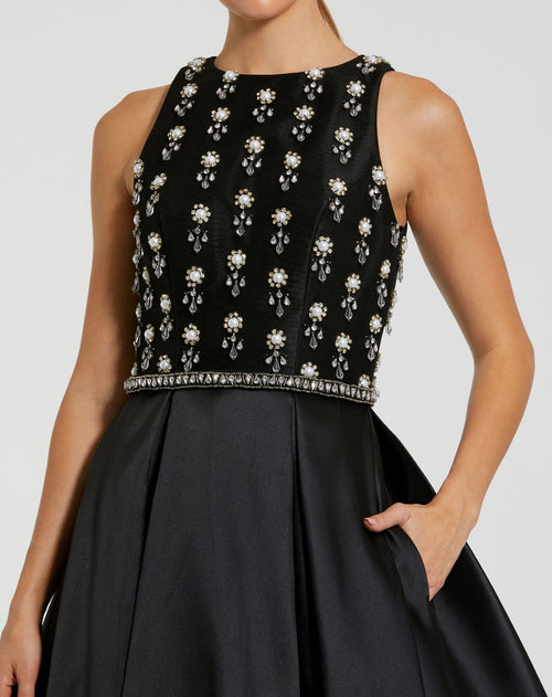 High Neck Sleeveless Beaded Ball Gown