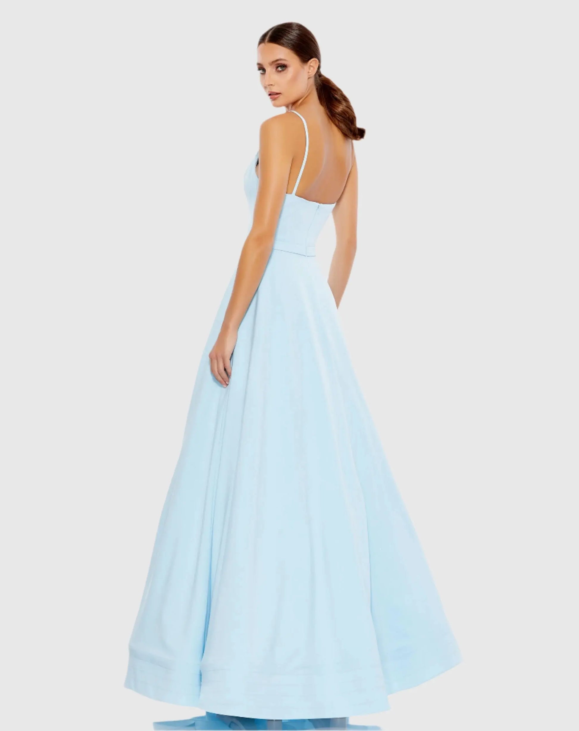 Light Blue Classic A-Line V-Neck Ballgown - Mac Duggal