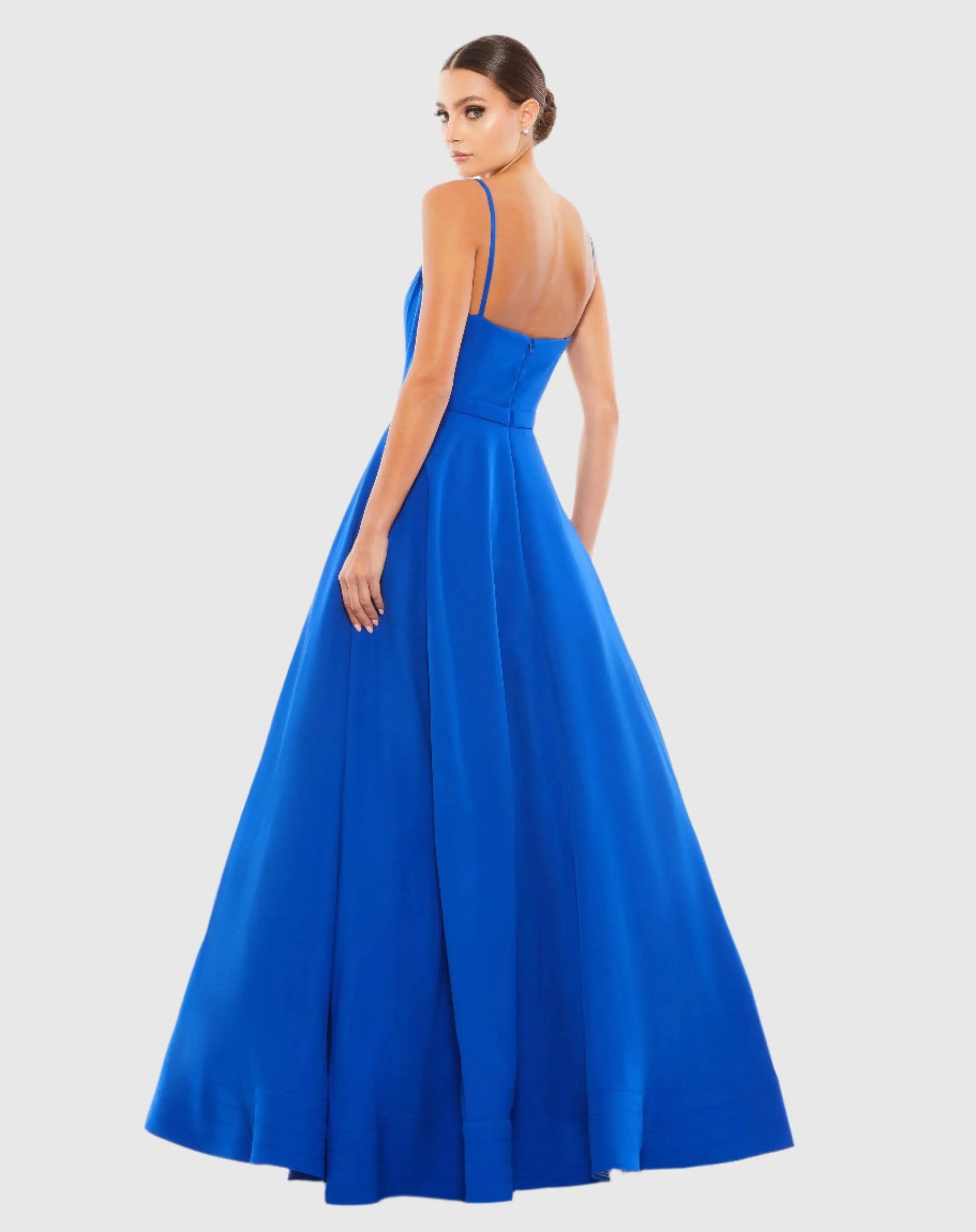 Blue Classic A-Line V-Neck Ballgown - Ieena for Mac Duggal
