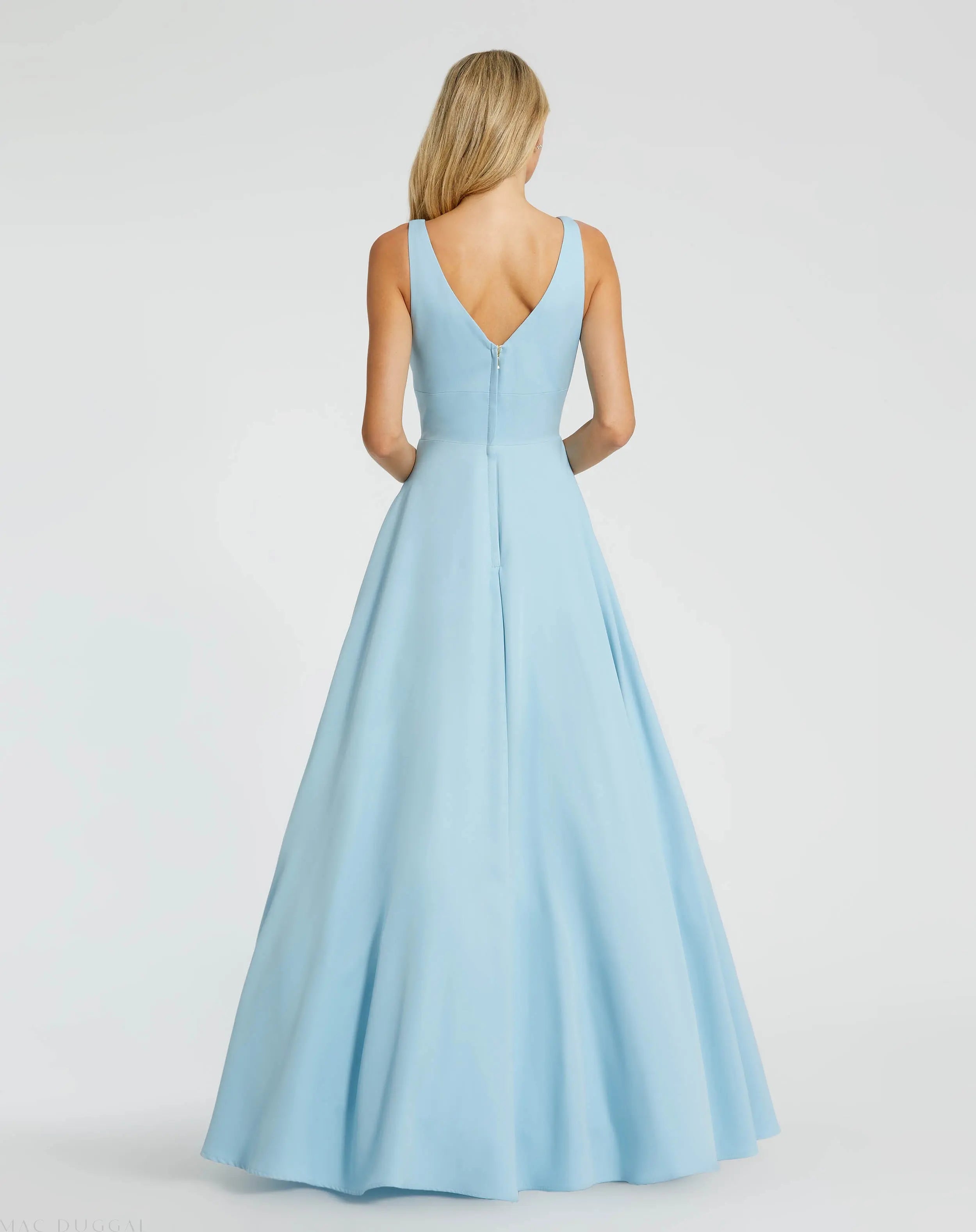 Blue Classic Sleeveless A-Line Ballgown with Pockets - Ieena for Mac Duggal