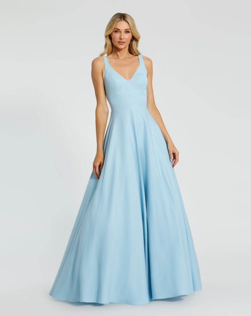 Blue Classic Sleeveless A-Line Ballgown with Pockets