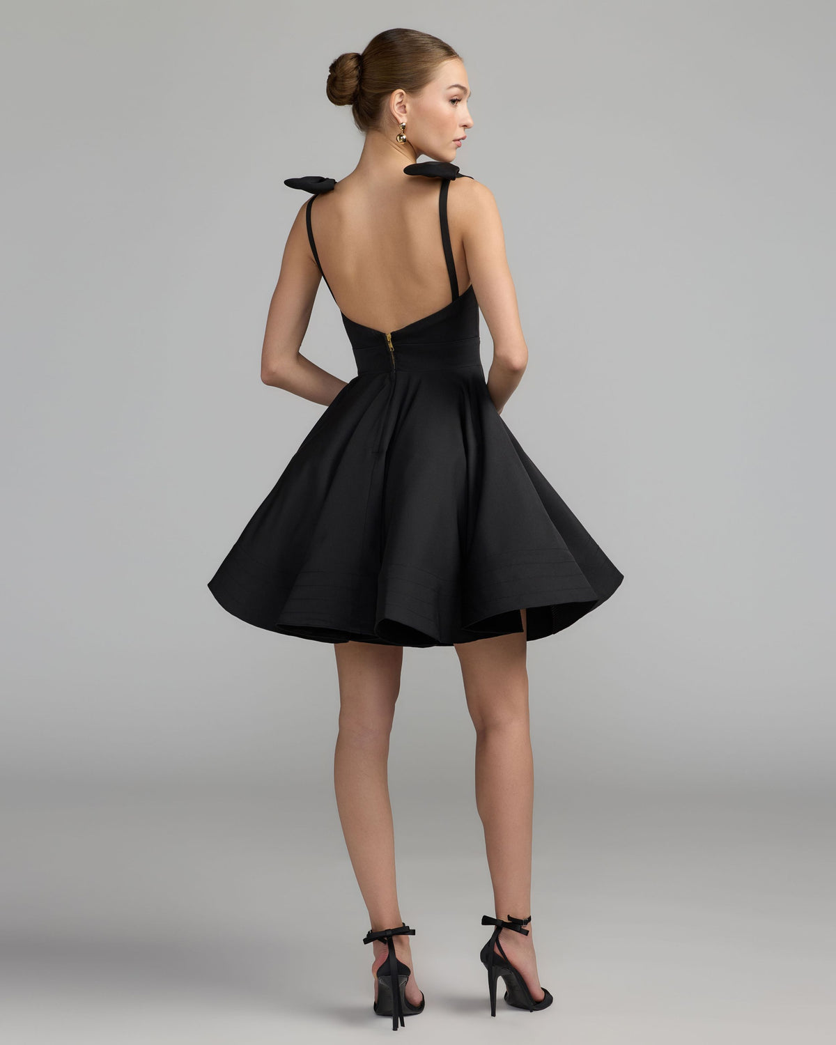 Black Bow Shoulder Mini Dress Ieena for Mac Duggal