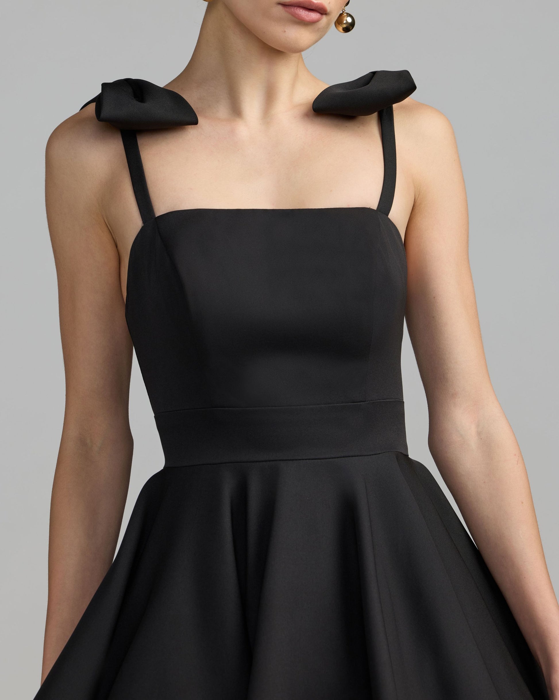 Black Bow Shoulder Mini Dress Ieena for Mac Duggal