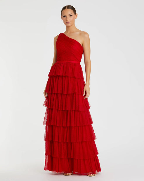 Mac Duggal 49102 Long One Shoulder Tiered Dress main image 1