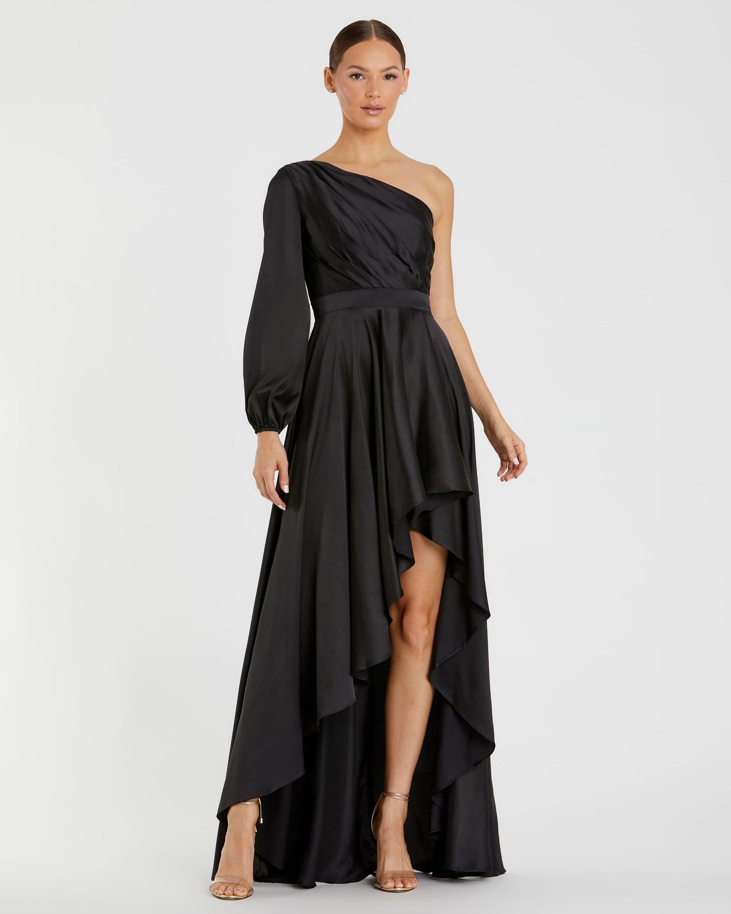 High Low One Shoulder Flowy Gown