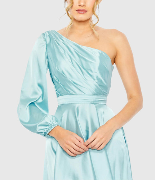 High Low One Shoulder Flowy Gown