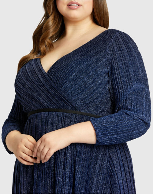 Shimmering Faux Wrap Cocktail Dress (Plus)