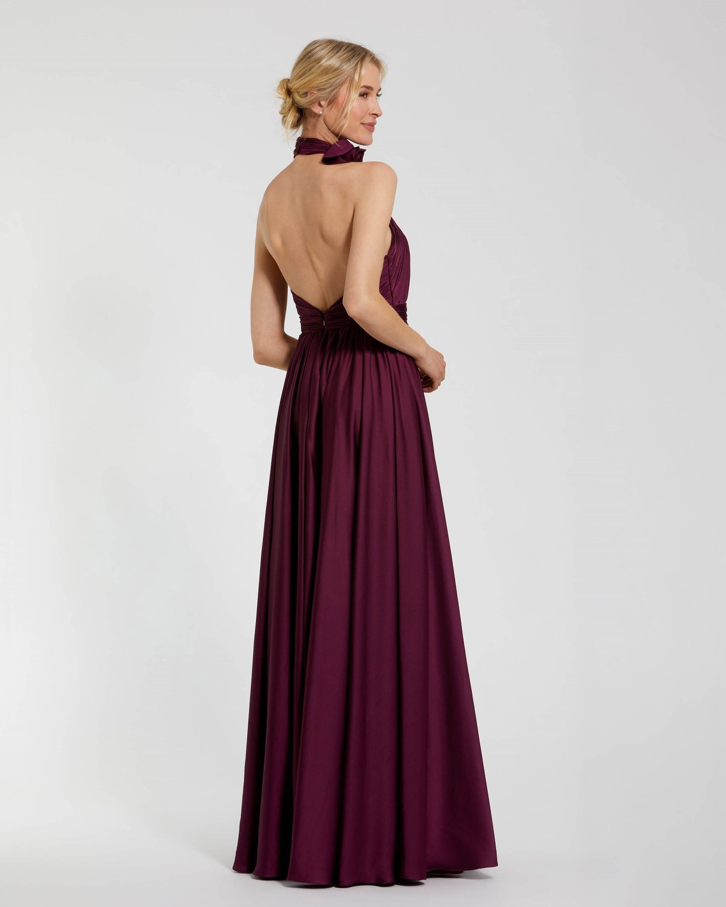 Soft Tie Halter Neck High Slit Gown