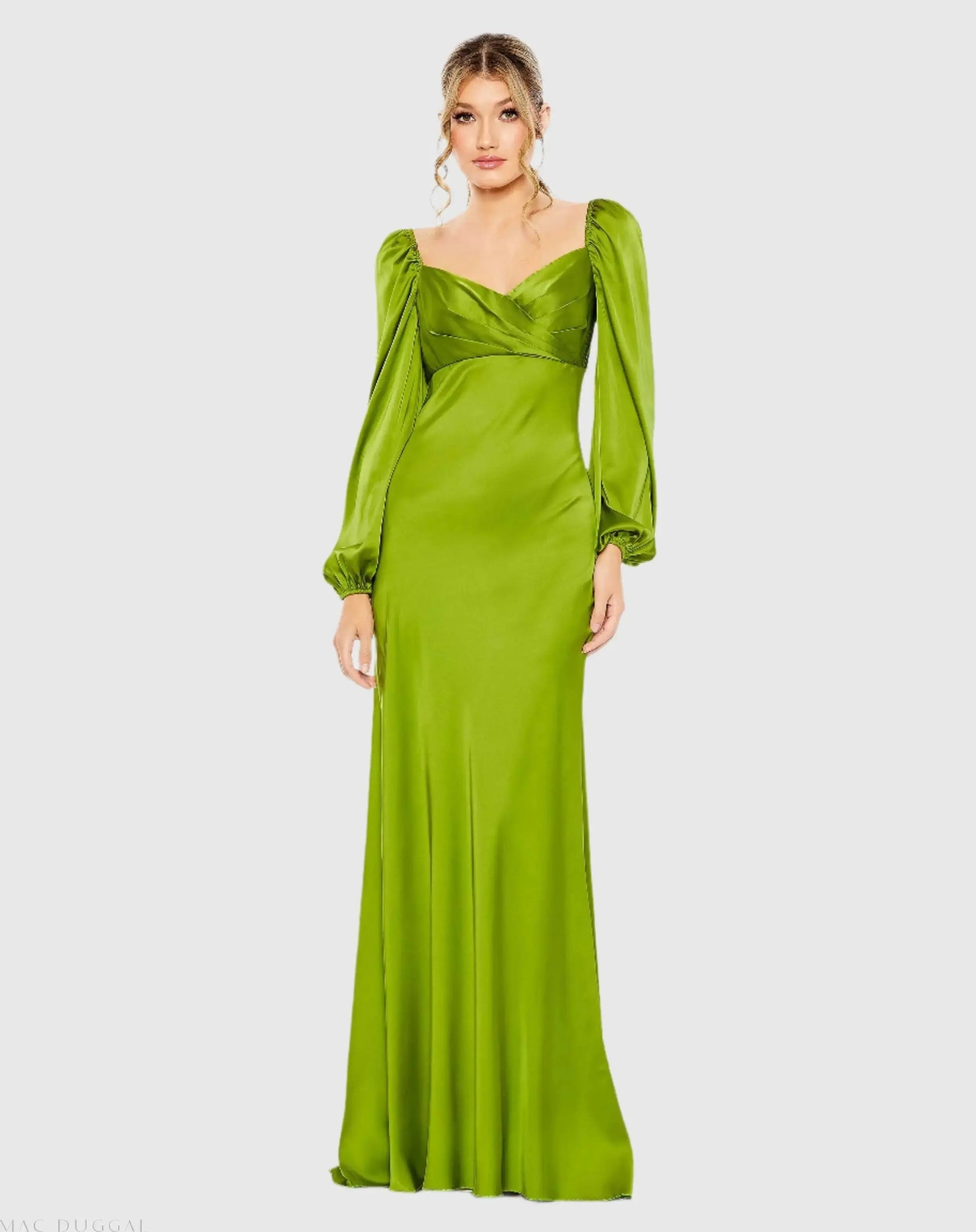 Green Sweetheart Neckline Puff Sleeve Gown - Ieena for Mac Duggal