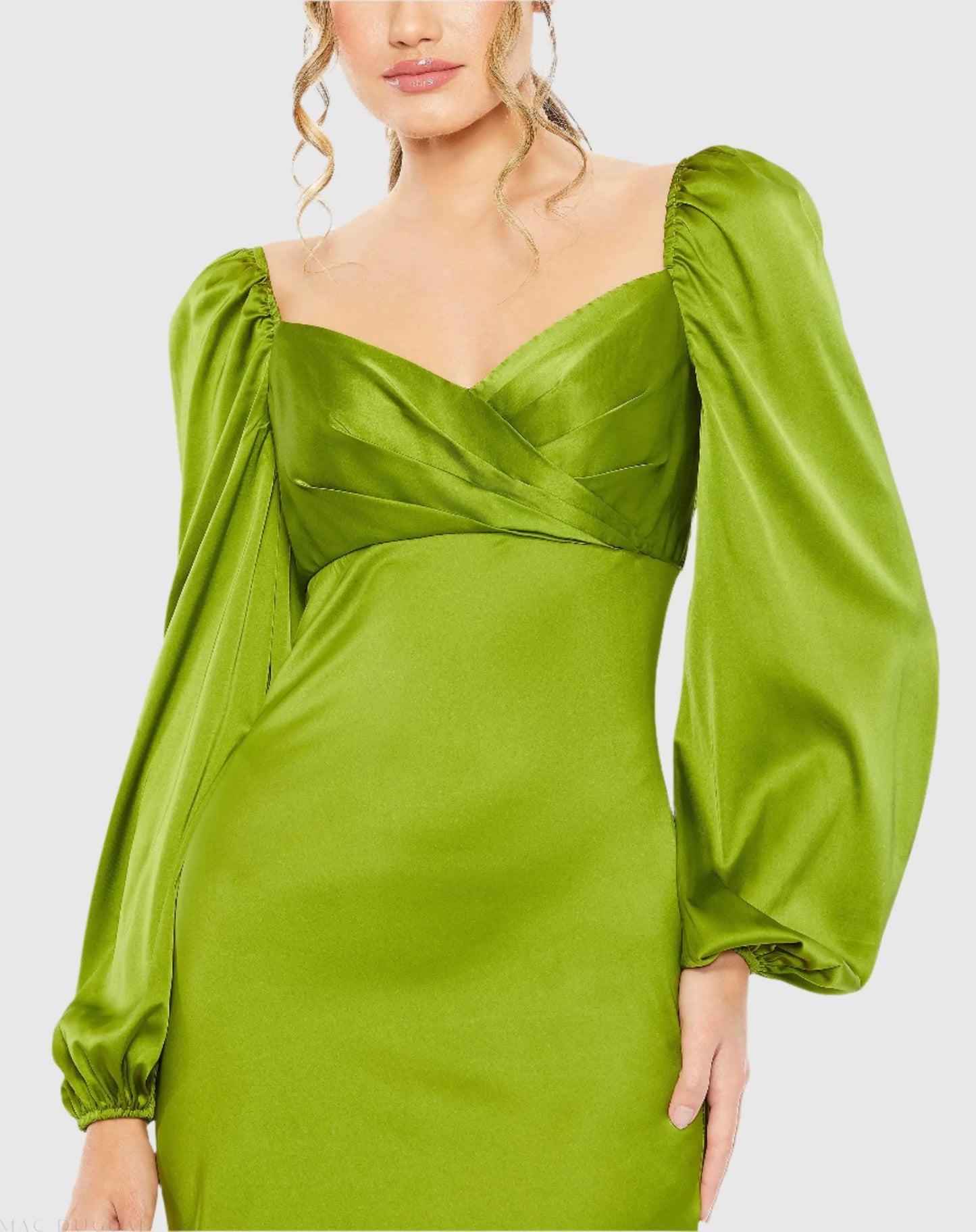 Green Sweetheart Neckline Puff Sleeve Gown - Ieena for Mac Duggal