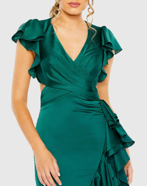 Asymmetrisches Kleid mit Rüschen und Cut-Outs