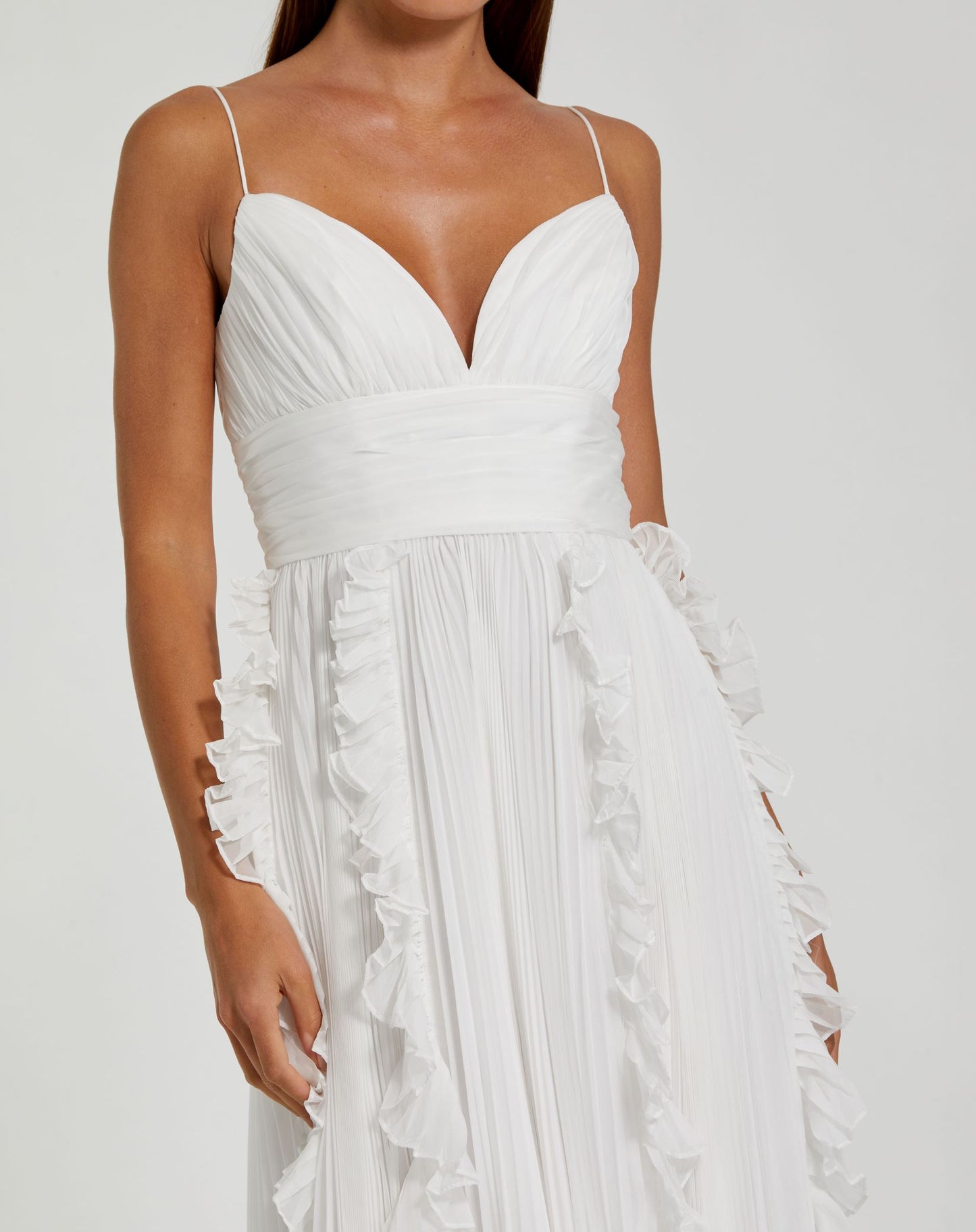 Pleated Sleeveless Flowy Gown