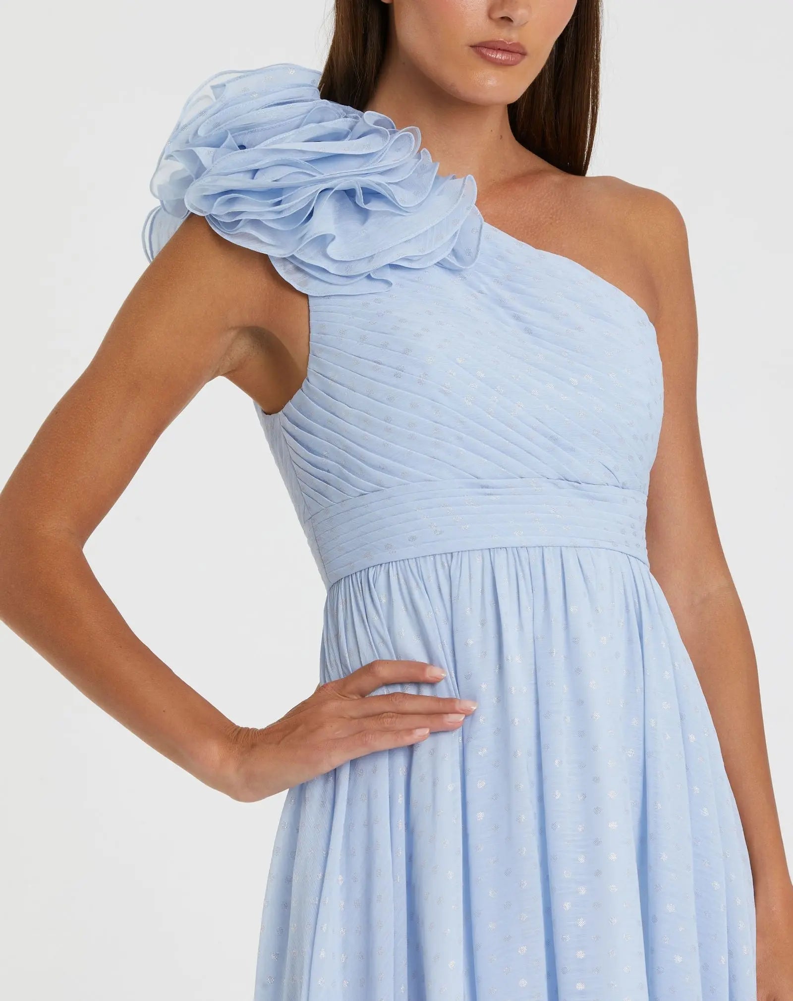 sachin and babi light blue dress Sau Lee Helene One-Shoulder Dress, Blue Lavender / 14