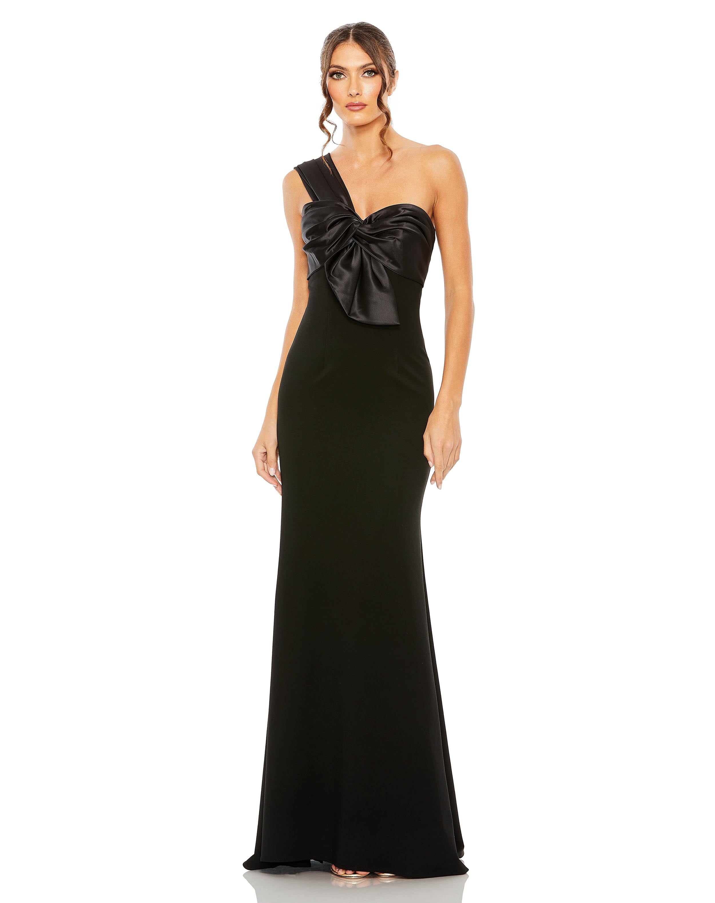 One Shoulder Draped Trumpet Gown