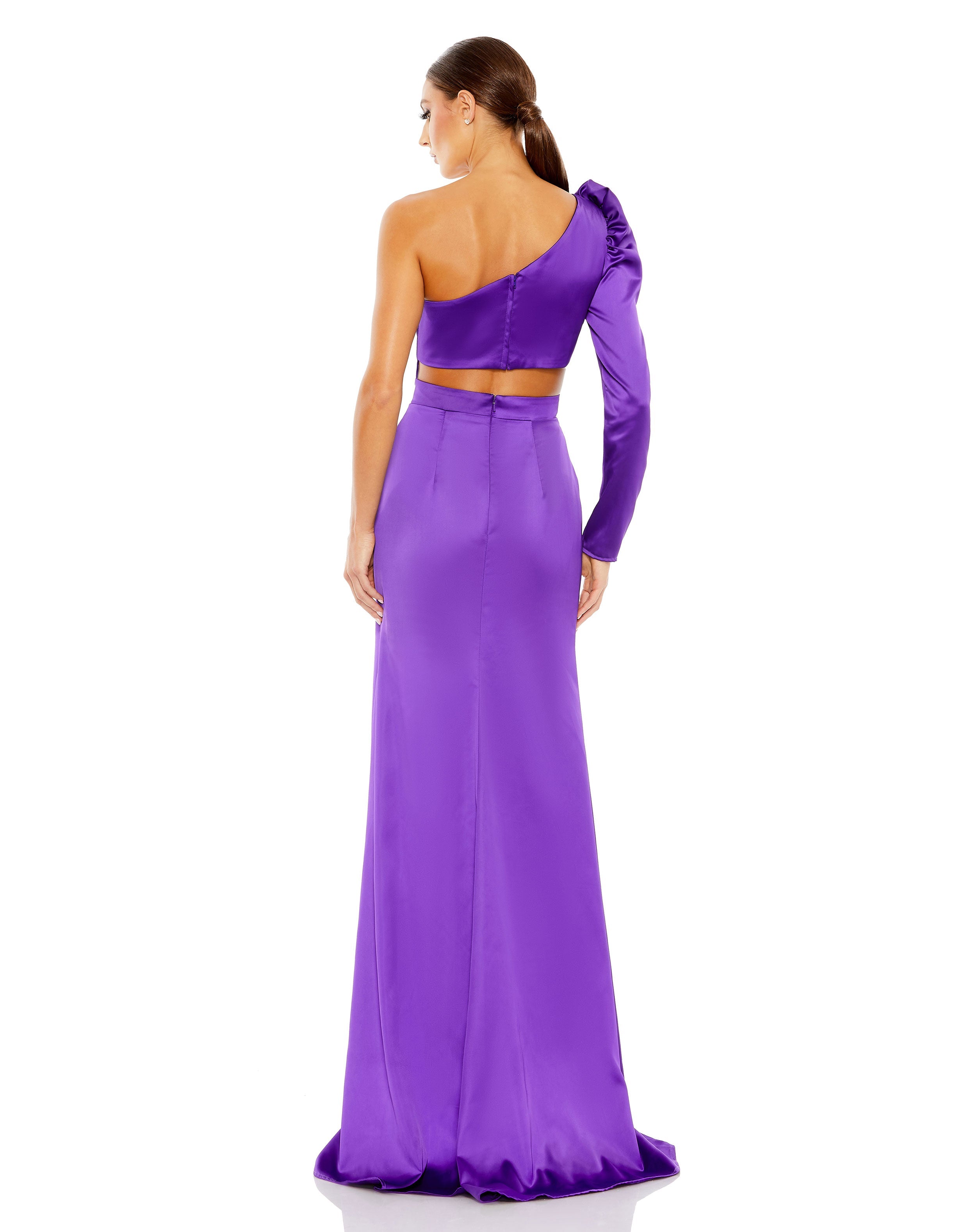 Puff One Sleeve Cut Out Side Knot Gown