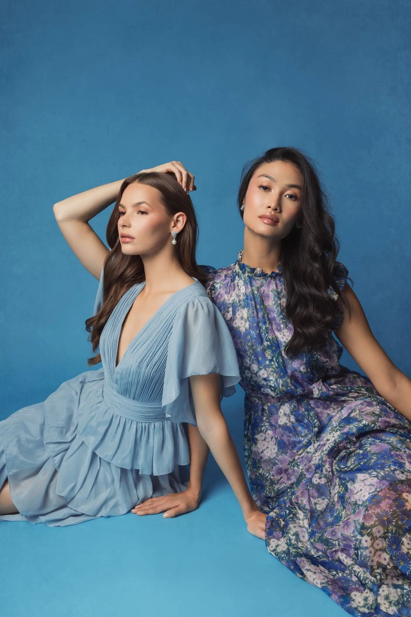 Blue Flutter Sleeve Ruffle Tiered Gown - Mac Duggal