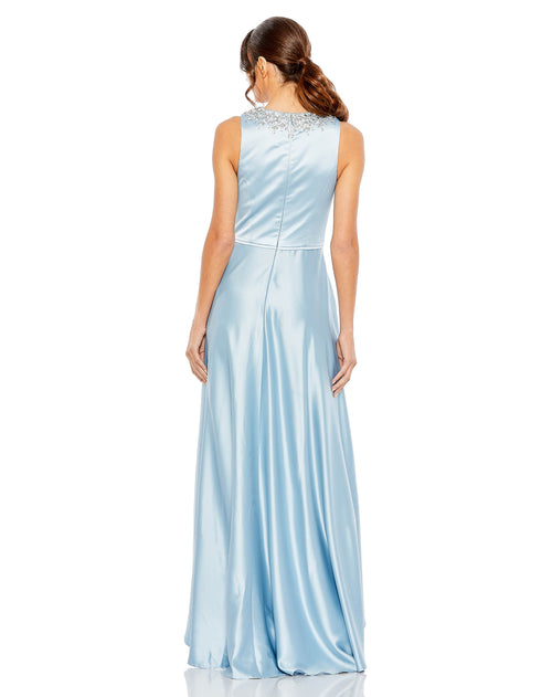 Rhinestone Neckline High Low Gown  | SAMPLE | SZ. 2