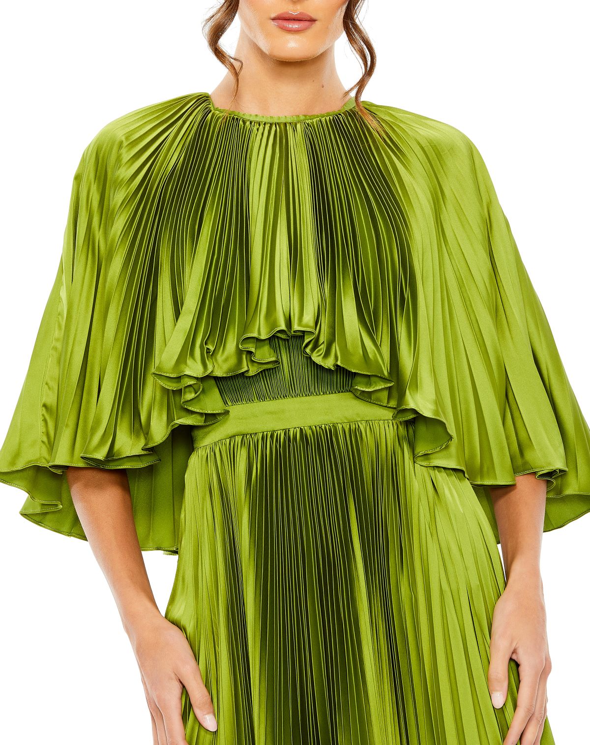 Pleated Caplet Tea-length Dress