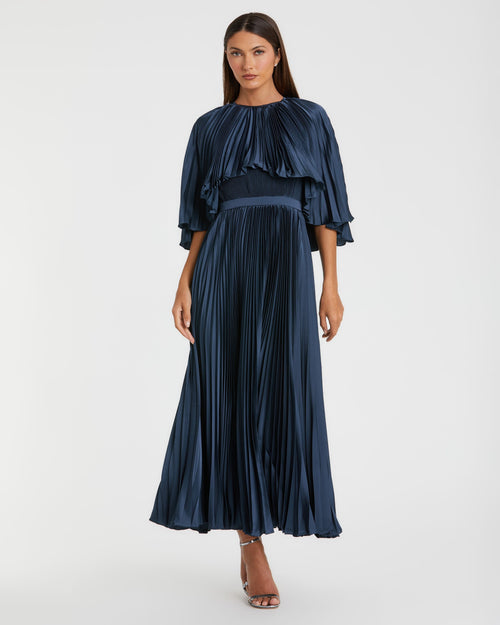 Pleated Caplet T-Length Dress