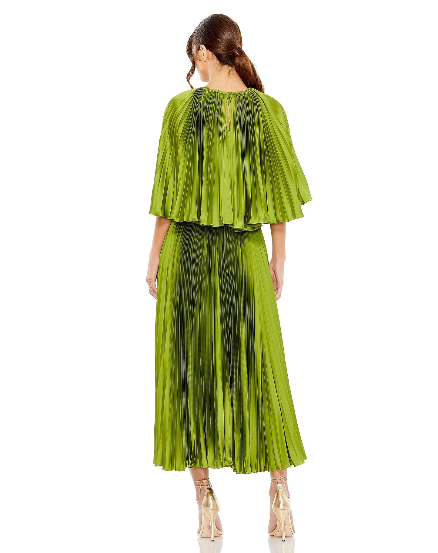 Pleated Caplet Tea-length Dress