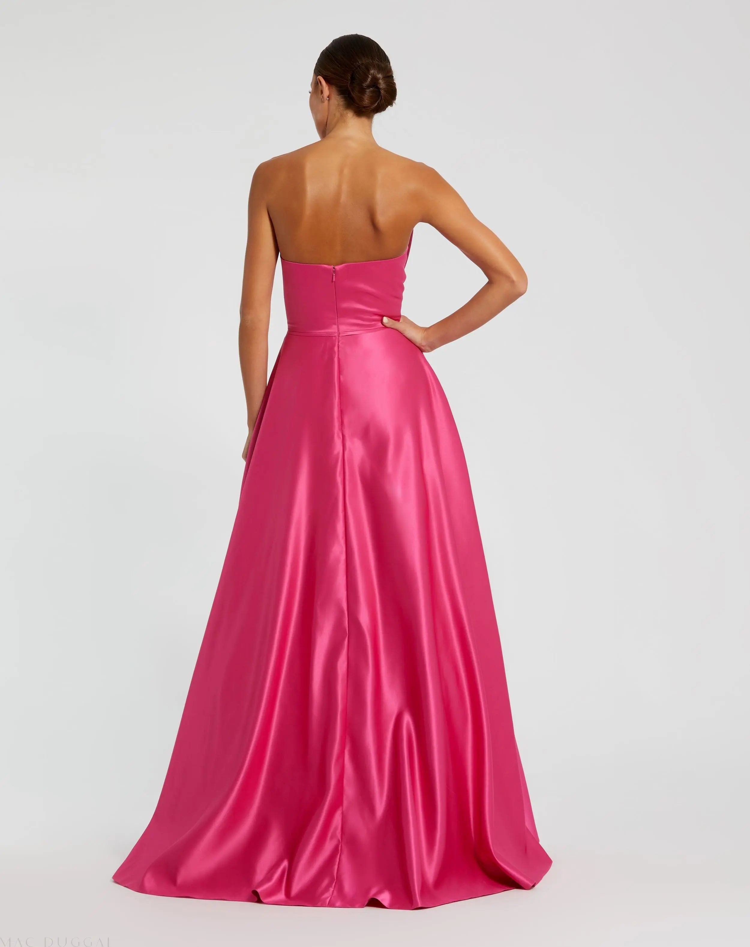 Pink Strapless A-Line Bow Ballgown - Mac Duggal