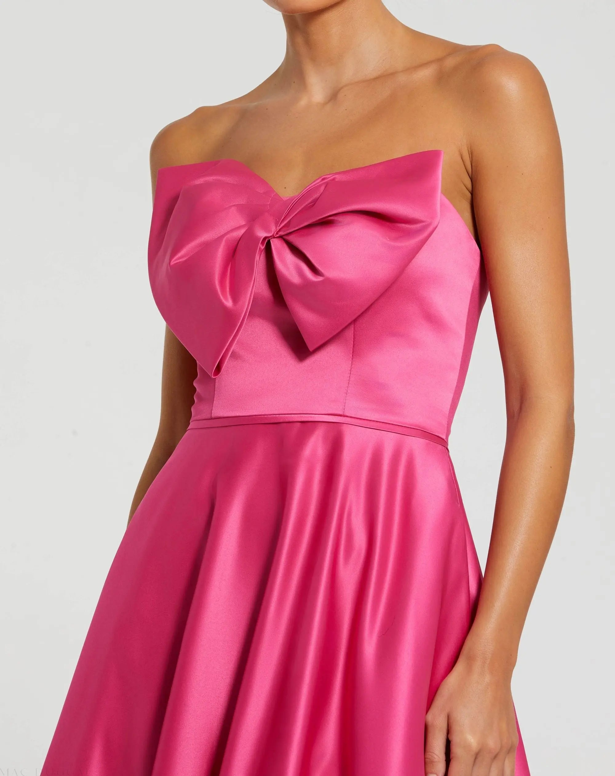 Pink Strapless A-Line Bow Ballgown - Mac Duggal