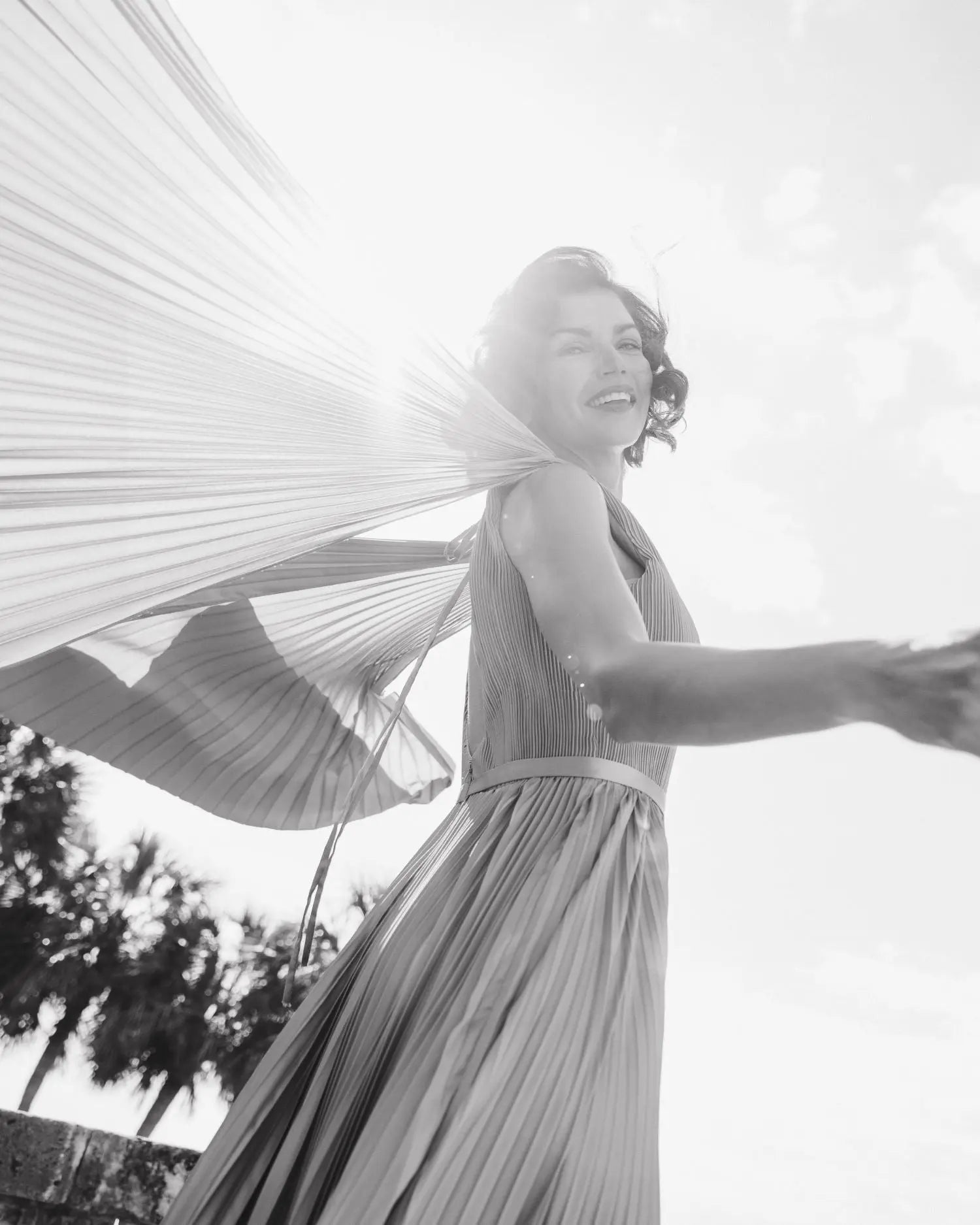 Green Sleeveless High Neck Cape Back Heat Pleated Gown - Mac Duggal