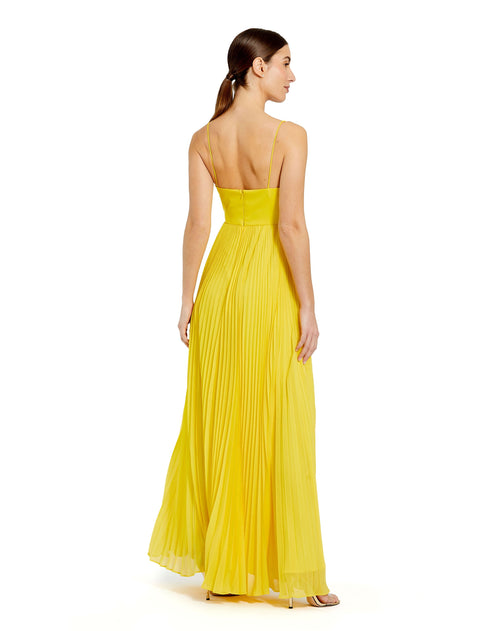 Slim Strap Balconette Top Pleated Chiffon Gown | Sample | Sz. 2