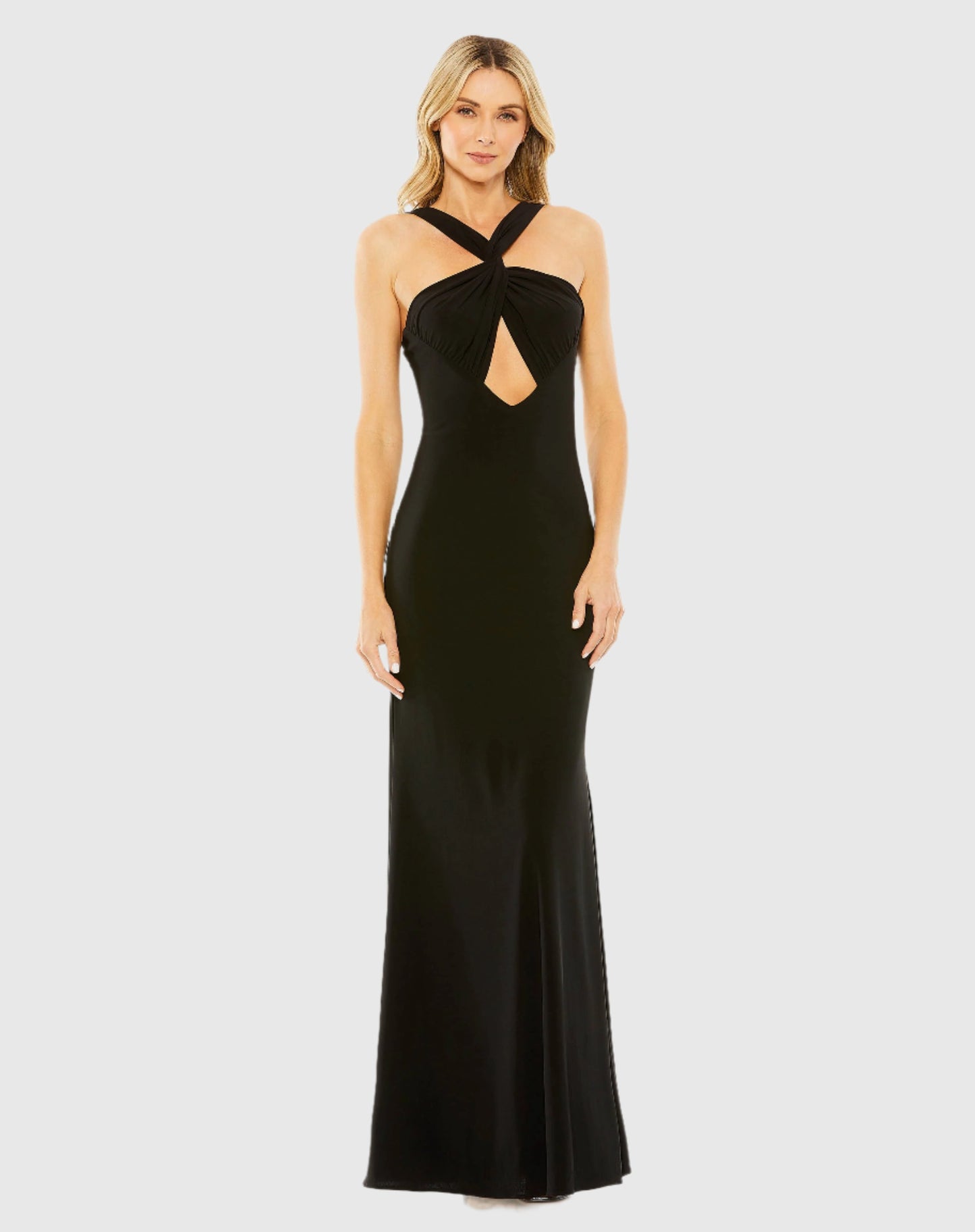 Knotted Halter Neck Keyhole Jersey Gown