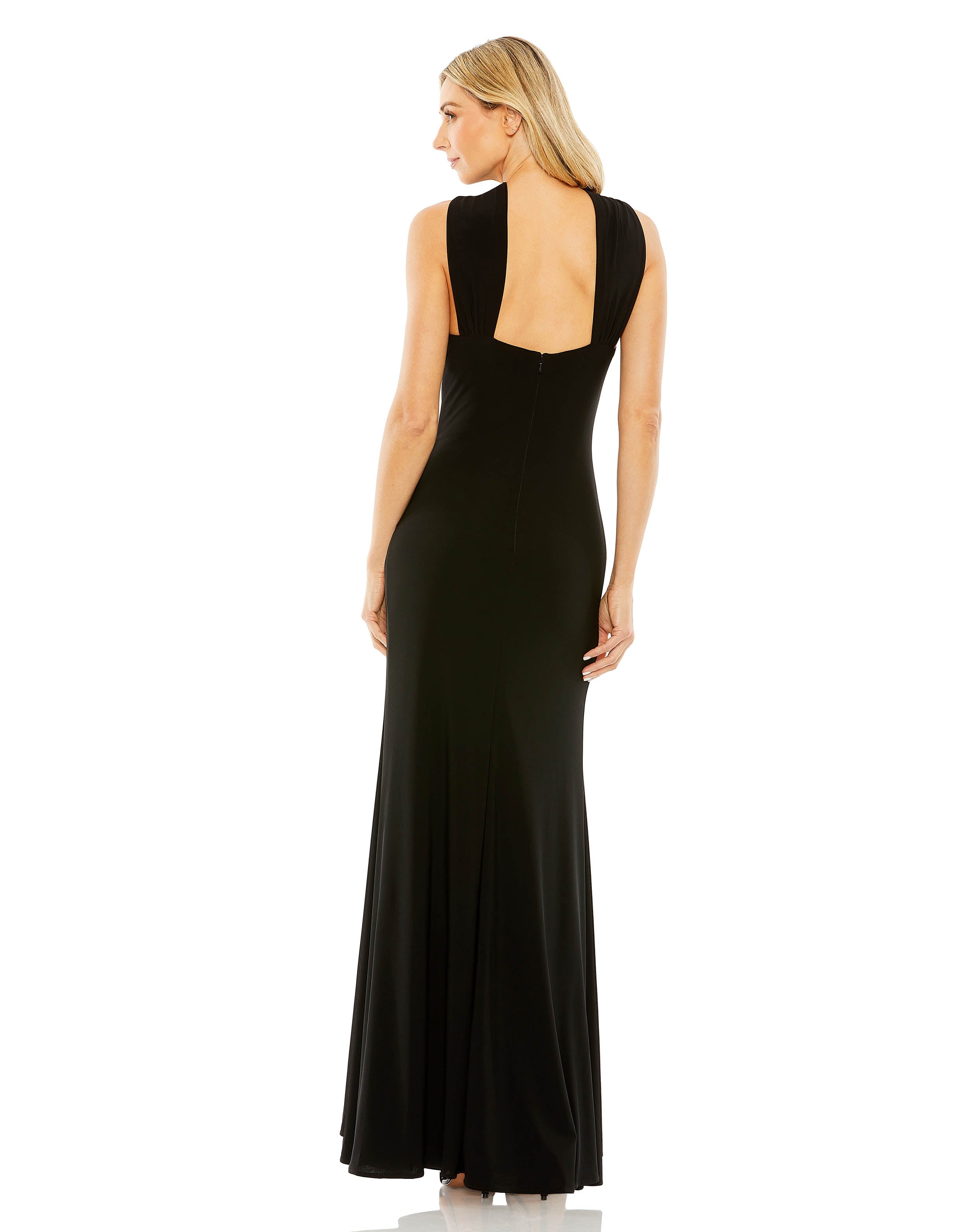 Knotted Halter Neck Keyhole Jersey Gown