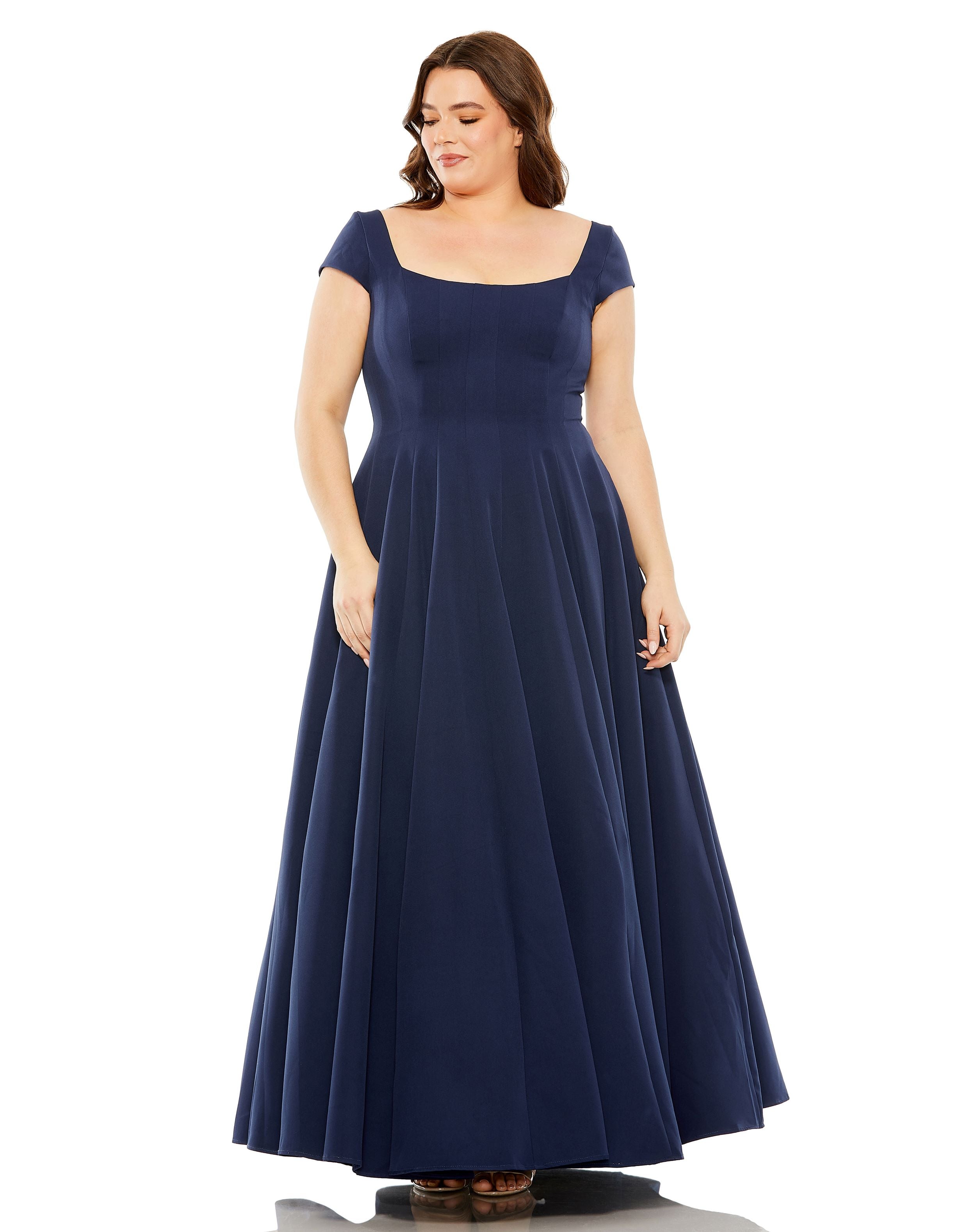 Cap Sleeve Square Neck Ball Gown