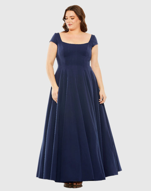 Cap Sleeve Square Neck Ball Gown