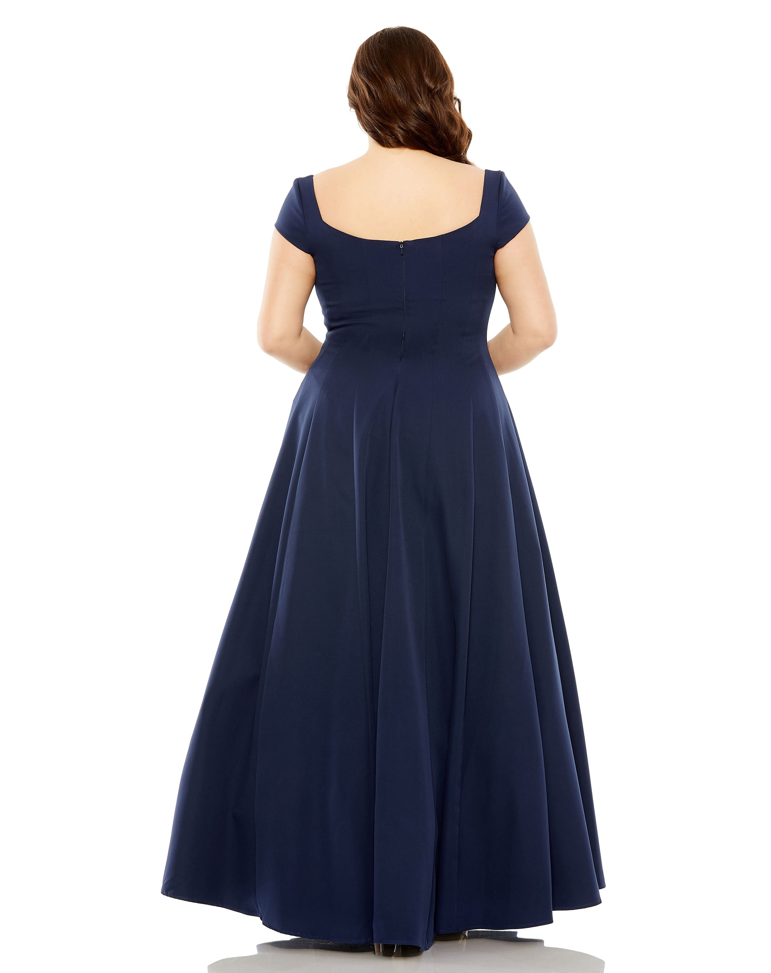 Cap Sleeve Square Neck Ball Gown