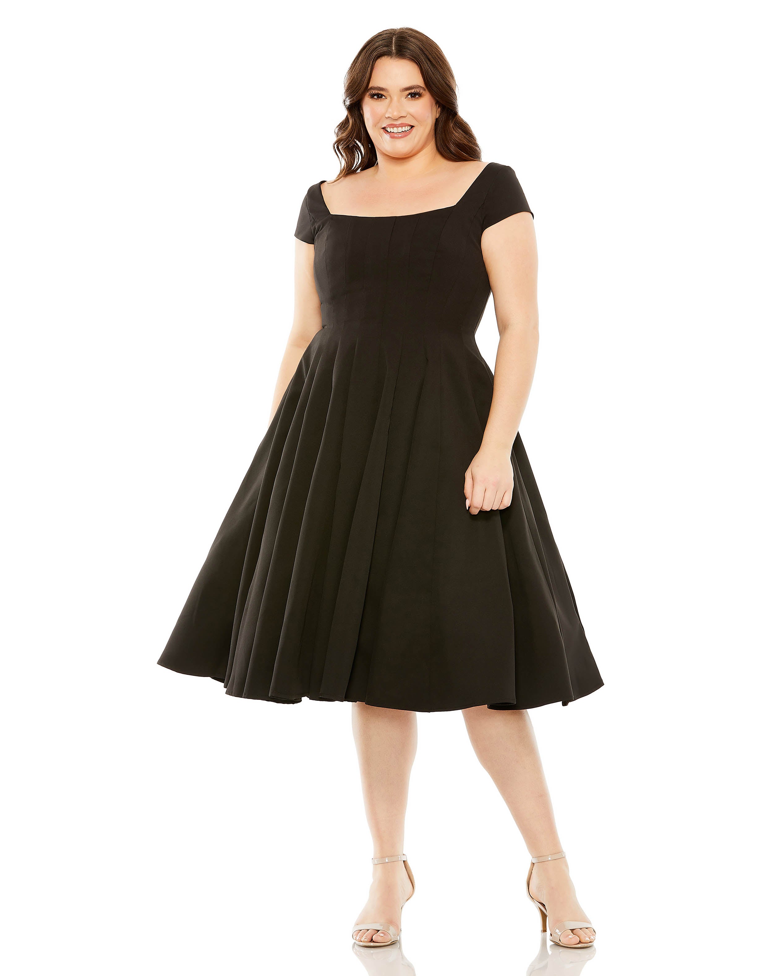 Cap Sleeve Multi Seam Full Skirt Dress