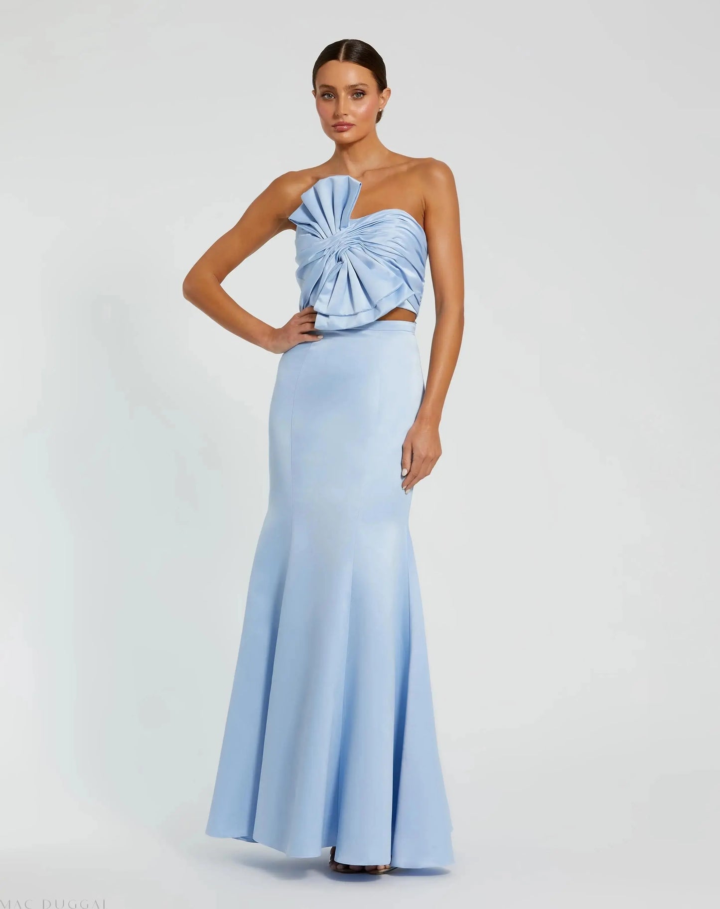 Blue Strapless Bow Top and Mermaid Skirt 2 Piece Set - Mac Duggal