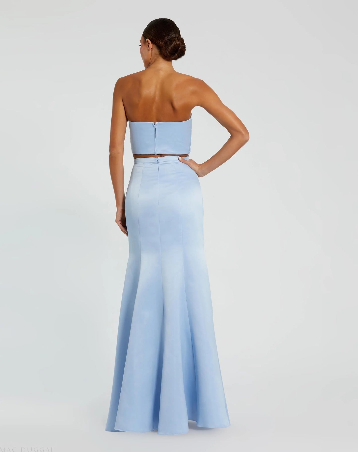 Blue Strapless Bow Top and Mermaid Skirt 2 Piece Set - Mac Duggal