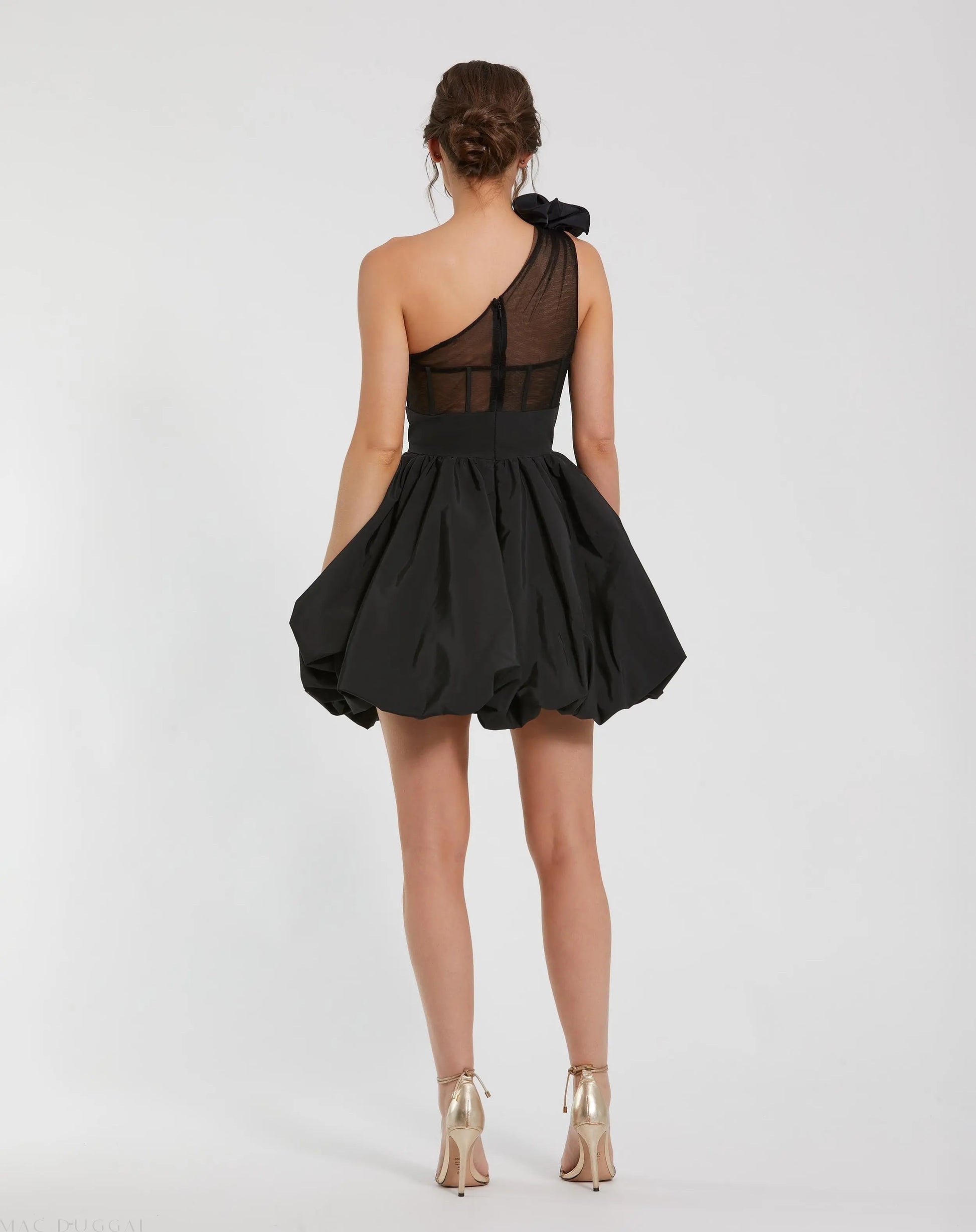 Taffeta One Shoulder Ruffle Bubble Mini Dress - Mac Duggal Taffeta One Shoulder Ruffle Bubble Mini Dress - Mac Duggal