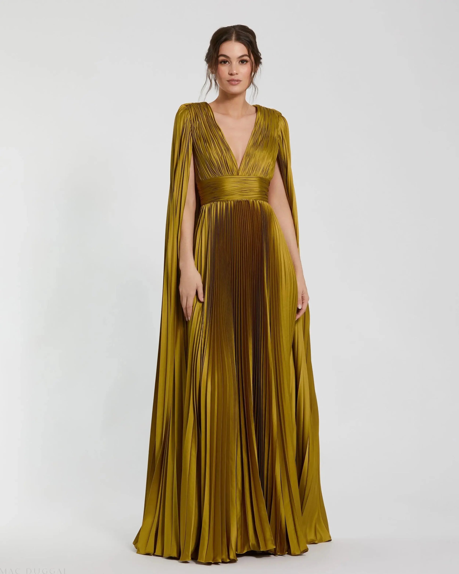 green charmeuse dress AW.Bridal A-line Sweetheart Neckline Floor Length Puff Sleeves Short Sleeves Satin Pleat Plus Size Dresses Dress Green Olive Plus Size 16