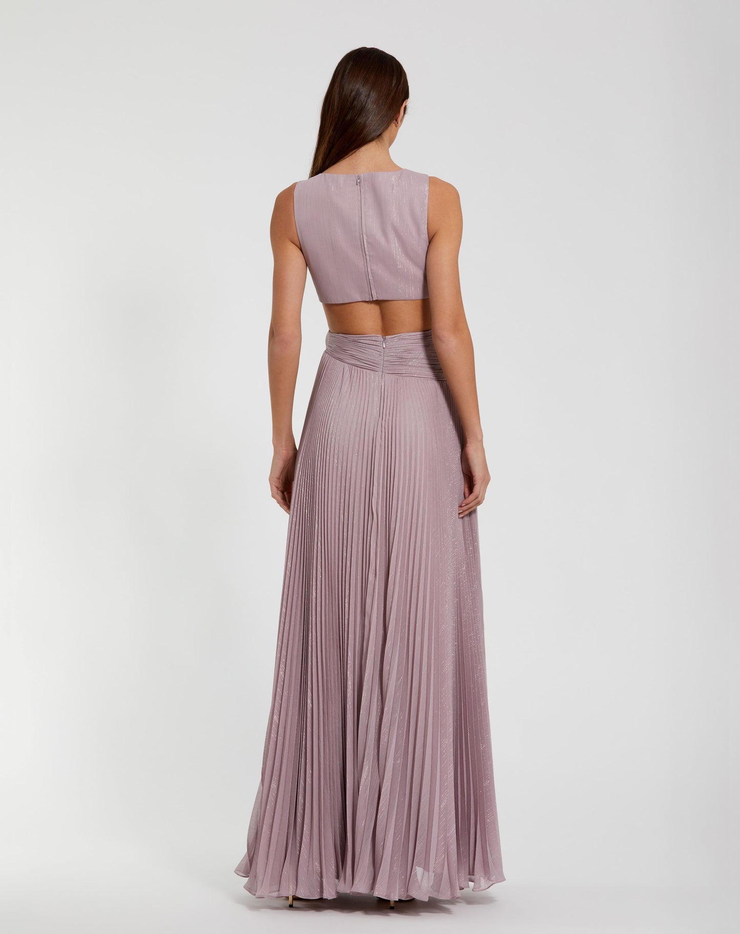 Ruched Chiffon Sleeveless Gown With 3D Flower