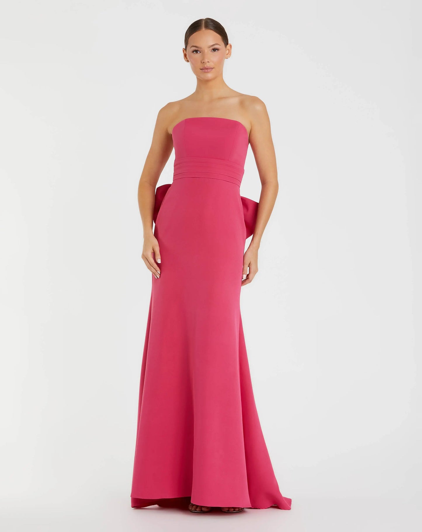 Pink Strapless Gown With Oversized Bow - Mac Duggal