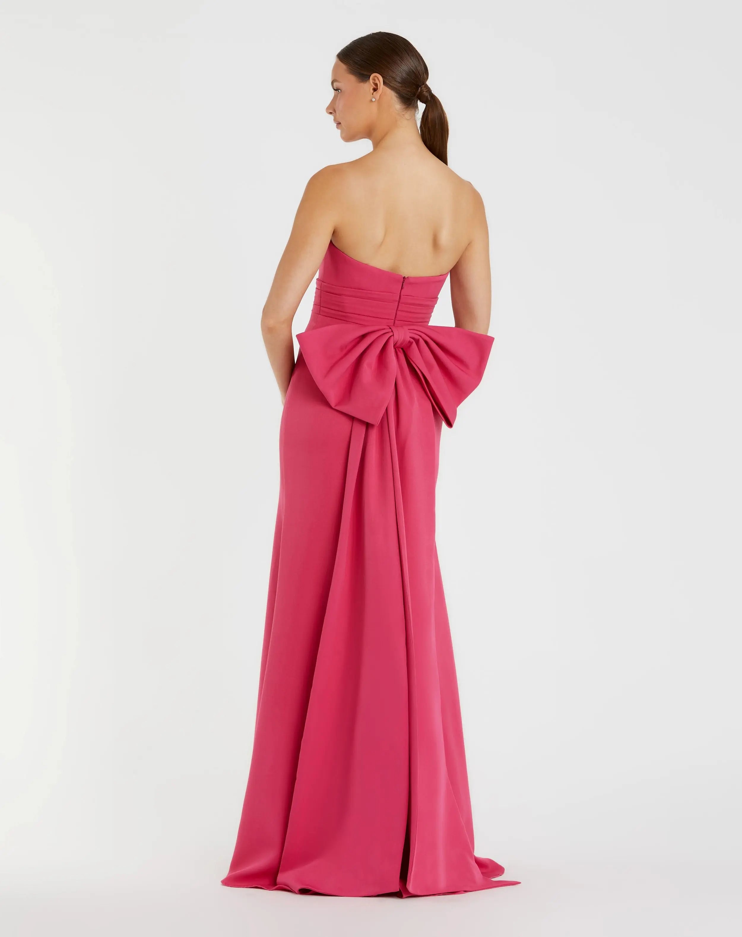 Pink Strapless Gown With Oversized Bow Mac Duggal