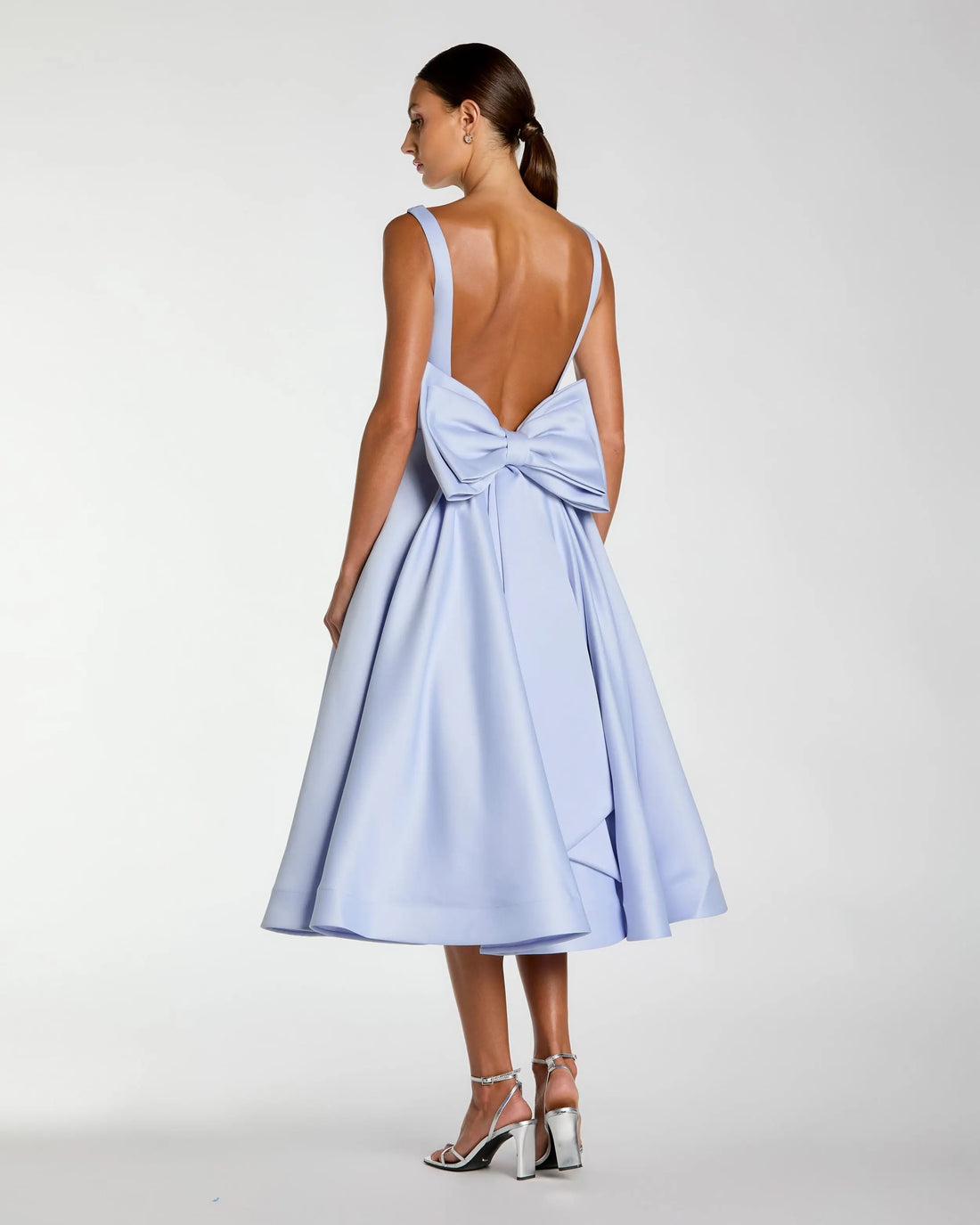 Ieena for Mac Duggal - Purple Bow Back A Line Midi Dress - Periwinkle / US 12 Ieena for Mac Duggal - Purple Bow Back A Line Midi Dress - Periwinkle / US 12