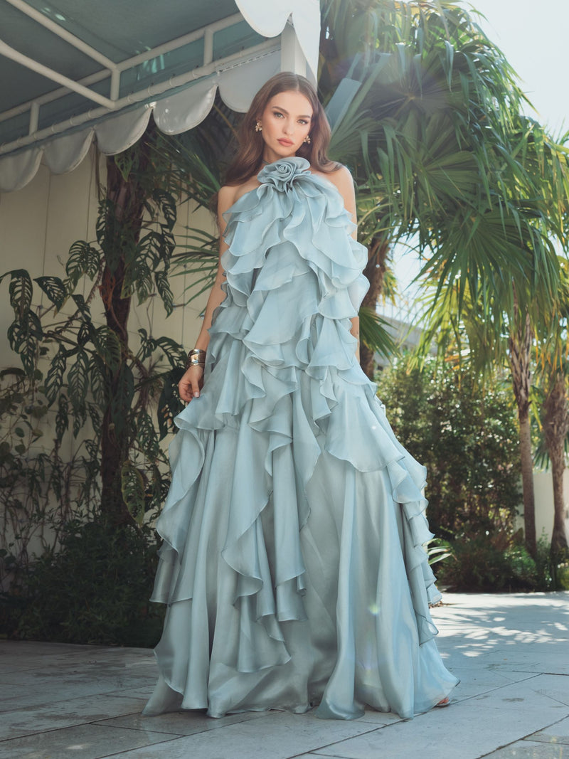 green emerald velvet dress Prom Mermaid V-Neck Open-Back Floor-Length Jersey Dress 3713 by Clarisse 8 / Cranberry
