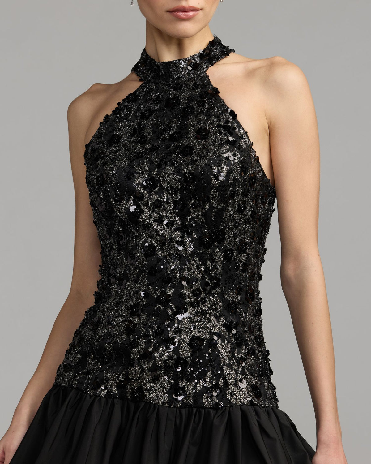 Black Embellished Lace Bubble Hem Mini Dress Mac Duggal