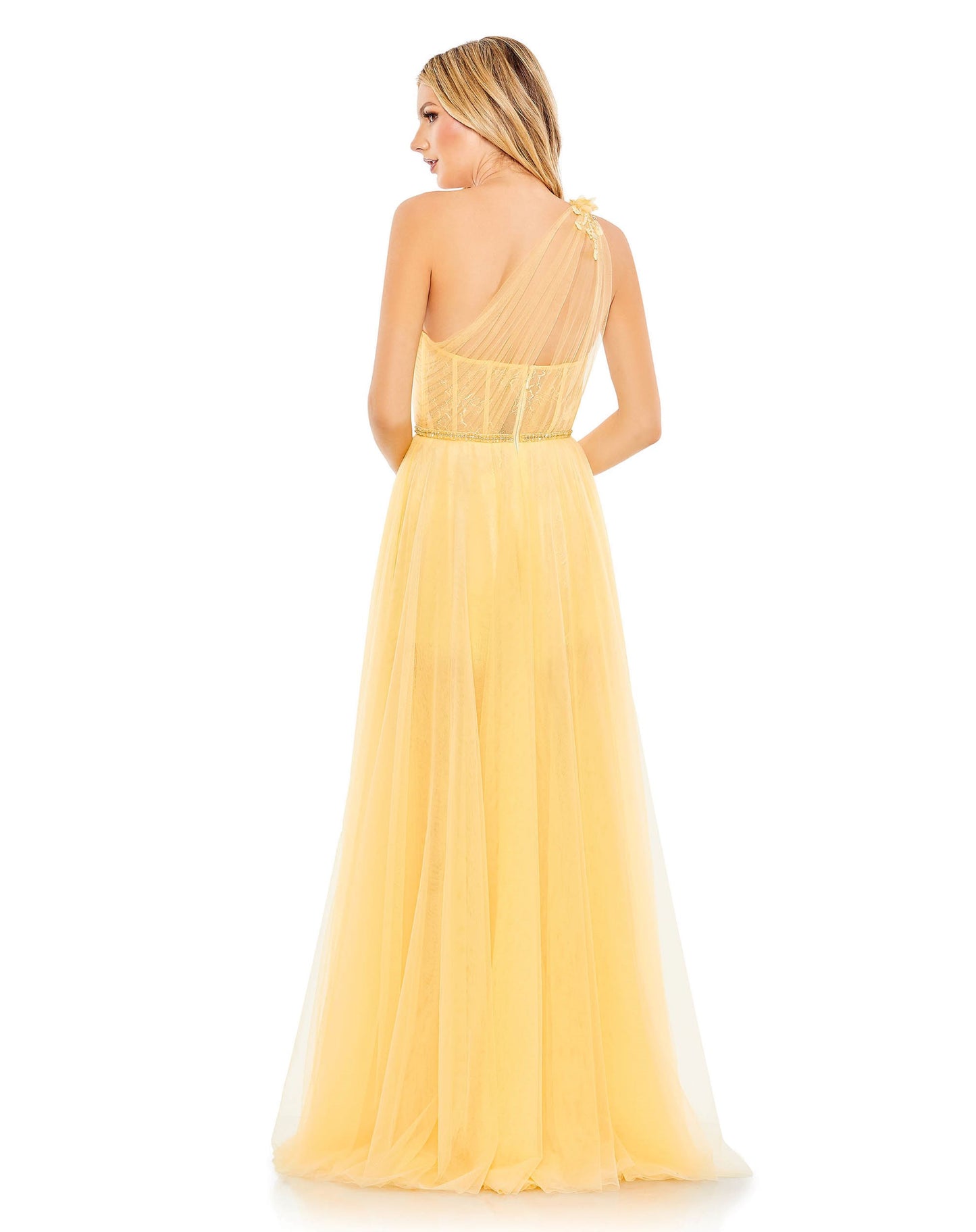 Embellished Tulle One Shoulder High Low Gown - FINAL SALE